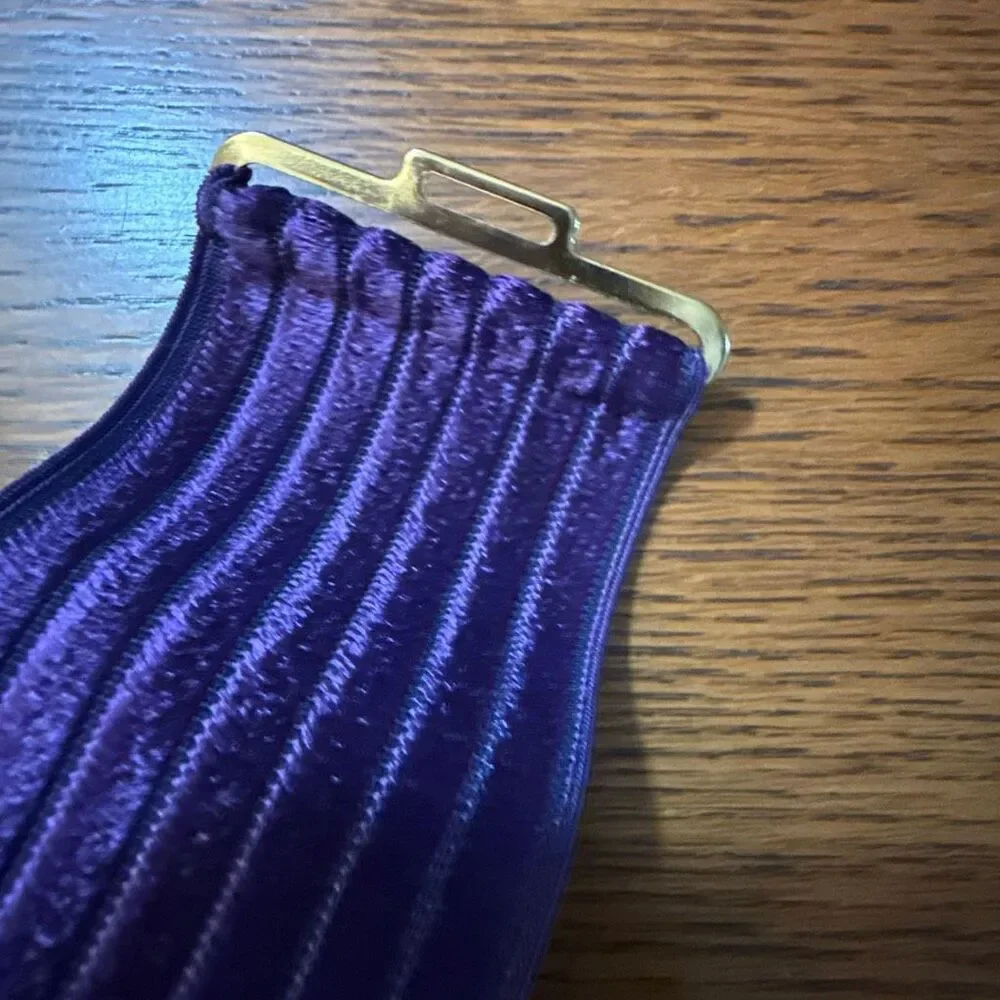 Vintage Purple Stretch‎ Belt Mother of Pearl Shell Buckle 80s Statement